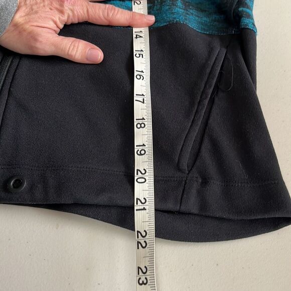 Josie Natori Patterned Full Zip Up Hoodie Teal Black Size Small - Picture 7 of 8